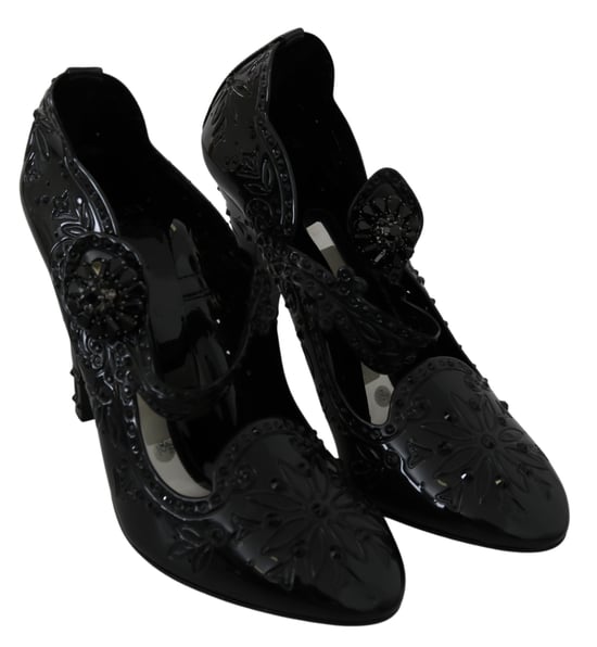 Blumen Pumps Absatz Schuhe aus Lackleder - Image 4