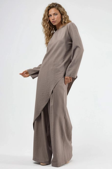 Texturierte Knopfleisten-Bluse mit langen Ärmeln - Image 2