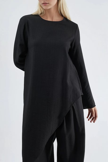 Texturierte Knopfleisten-Bluse mit langen Ärmeln - Image 4