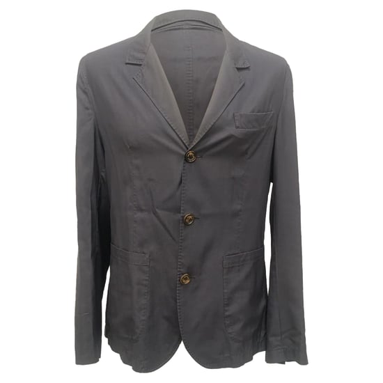 Brunello Cucinelli Einreihiger Blazer mit Taschen aus grauer Wolle - Image 1
