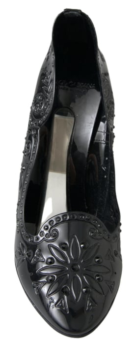 Dolce & Gabbana Schwarze CINDERELLA Blumen Kristallabsatzschuhe - Image 4
