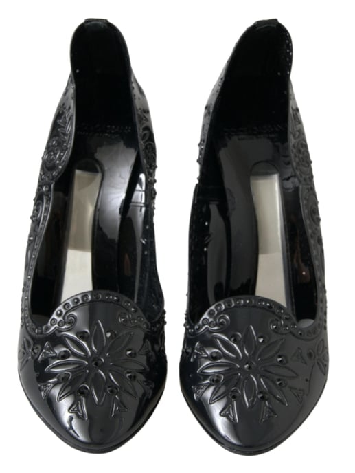 Dolce & Gabbana Schwarze CINDERELLA Blumen Kristallabsatzschuhe - Image 5