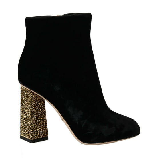 Samt Ankle Boots mit verziertem Blockabsatz - Image 1
