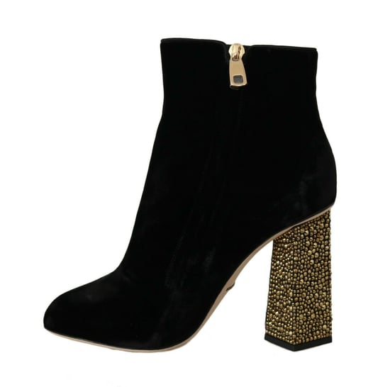 Samt Ankle Boots mit verziertem Blockabsatz - Image 2