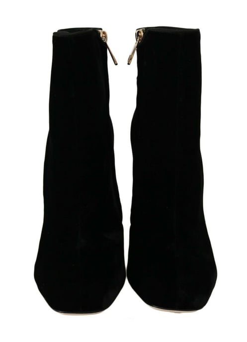 Samt Ankle Boots mit verziertem Blockabsatz - Image 5