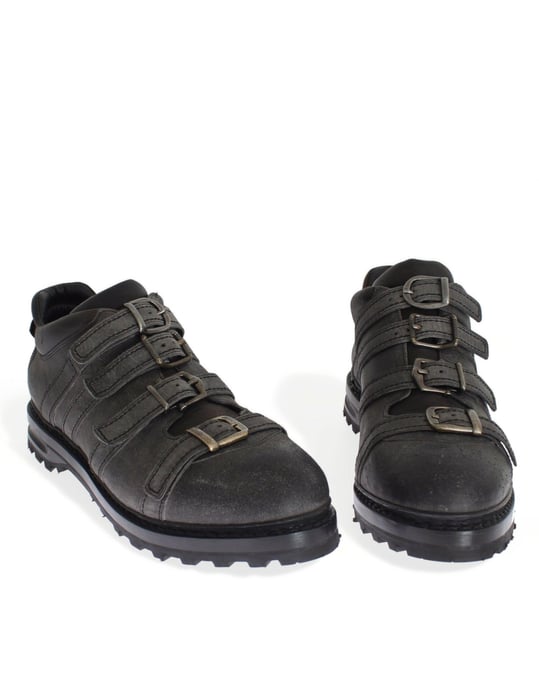 Dolce & Gabbana Graue Leder-Ankle-Strap-Stiefel - Image 2