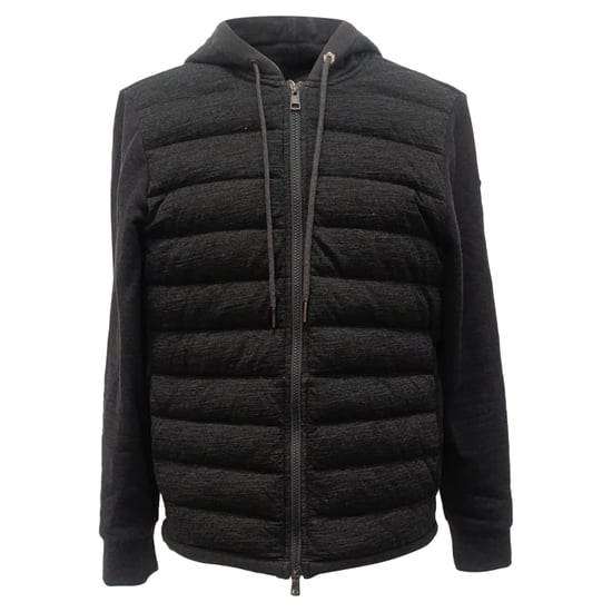 Moncler Reißverschluss-Padded Hoodie aus schwarzer Baumwolle - Image 1