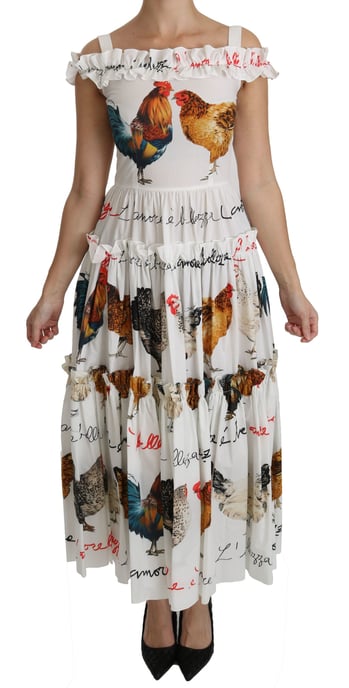 Hühnermuster Midi Kleid mit Rüschen und Lagen - Image 1