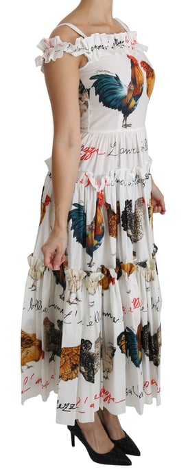 Hühnermuster Midi Kleid mit Rüschen und Lagen - Image 2