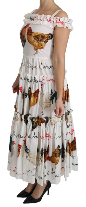 Hühnermuster Midi Kleid mit Rüschen und Lagen - Image 3