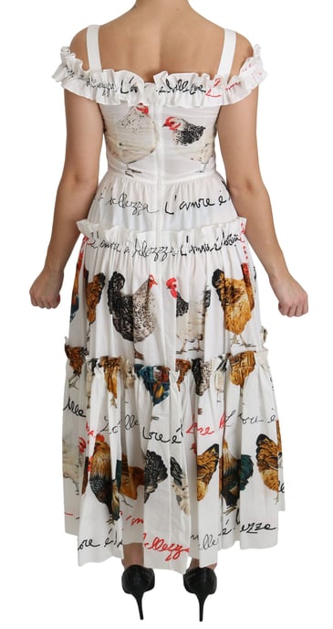 Hühnermuster Midi Kleid mit Rüschen und Lagen - Image 4