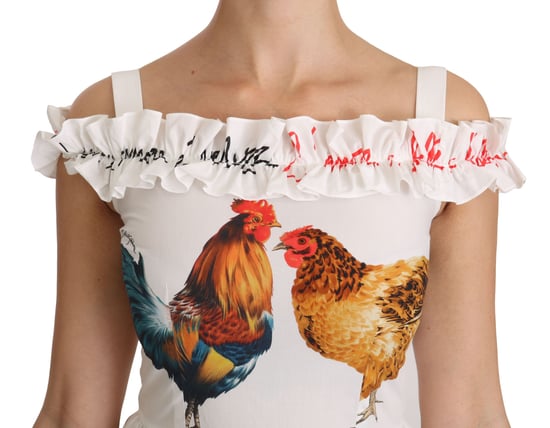 Hühnermuster Midi Kleid mit Rüschen und Lagen - Image 5