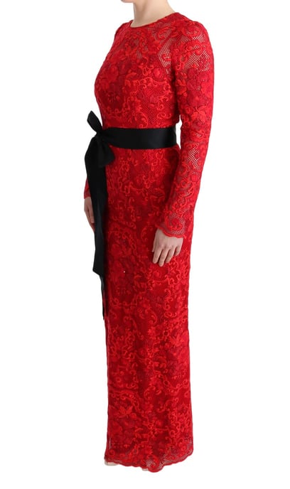 Dolce Gabbana Rotes Spitzen-Maxi-Kleid - Image 2