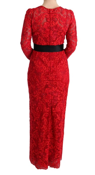 Dolce Gabbana Rotes Spitzen-Maxi-Kleid - Image 3
