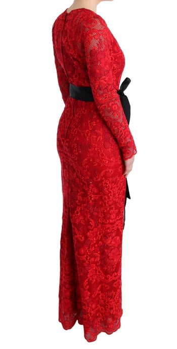 Dolce Gabbana Rotes Spitzen-Maxi-Kleid - Image 4