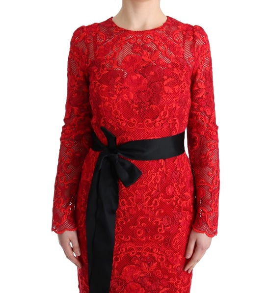 Dolce Gabbana Rotes Spitzen-Maxi-Kleid - Image 5