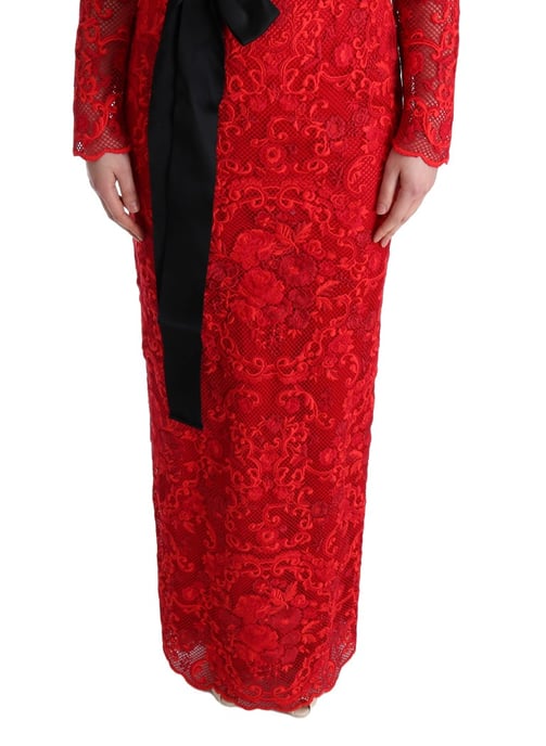 Dolce Gabbana Rotes Spitzen-Maxi-Kleid - Image 6