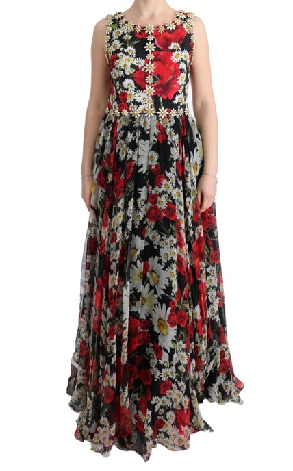 Blumenmuster Seide Chiffon A-Linie Maxikleid - Image 1