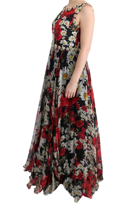 Blumenmuster Seide Chiffon A-Linie Maxikleid - Image 3