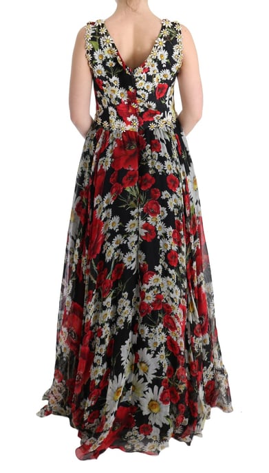 Blumenmuster Seide Chiffon A-Linie Maxikleid - Image 4