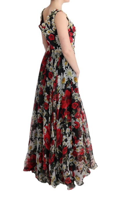 Blumenmuster Seide Chiffon A-Linie Maxikleid - Image 5