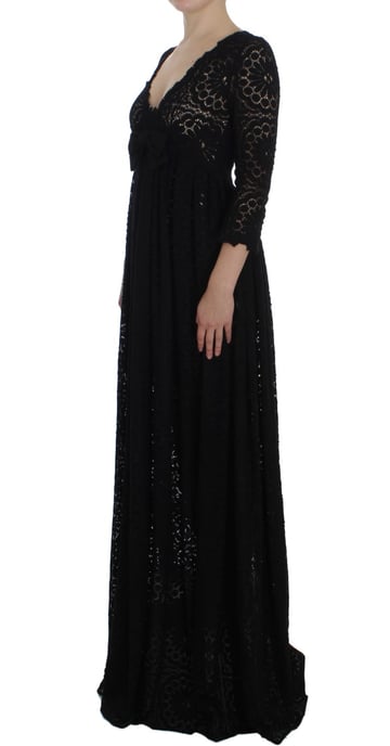 Spitzen-Maxi-Kleid Schwarz 34 Ärmel - Image 2