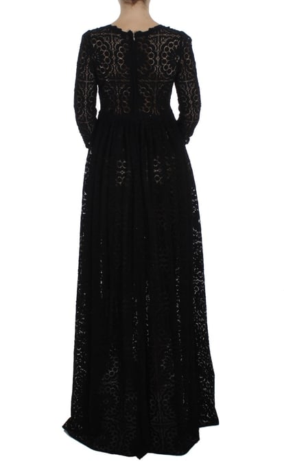 Spitzen-Maxi-Kleid Schwarz 34 Ärmel - Image 3