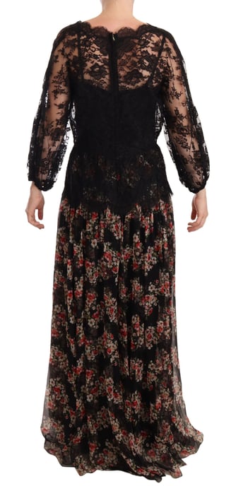Blumenmuster Maxi-Kleid Punktemuster Spitze - Image 3