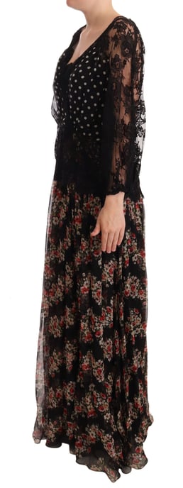 Blumenmuster Maxi-Kleid Punktemuster Spitze - Image 4