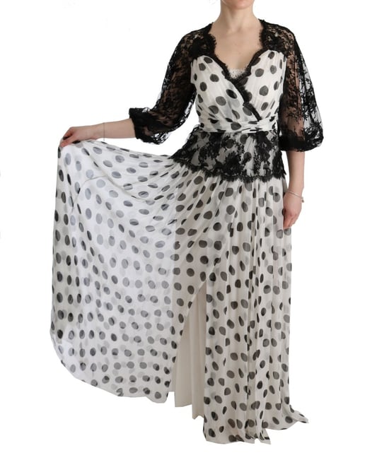 Punkte Maxi-Kleid mit Spitzenbesatz - Image 2