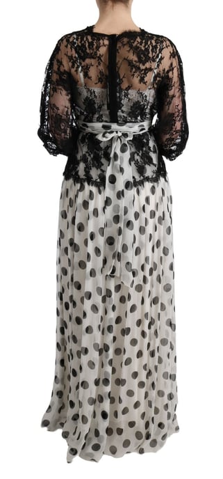 Punkte Maxi-Kleid mit Spitzenbesatz - Image 4