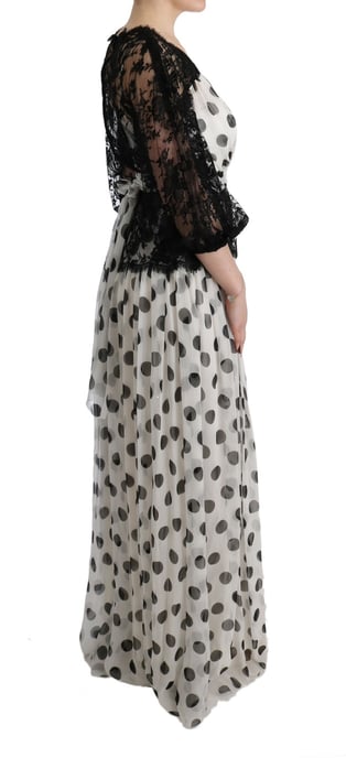 Punkte Maxi-Kleid mit Spitzenbesatz - Image 5