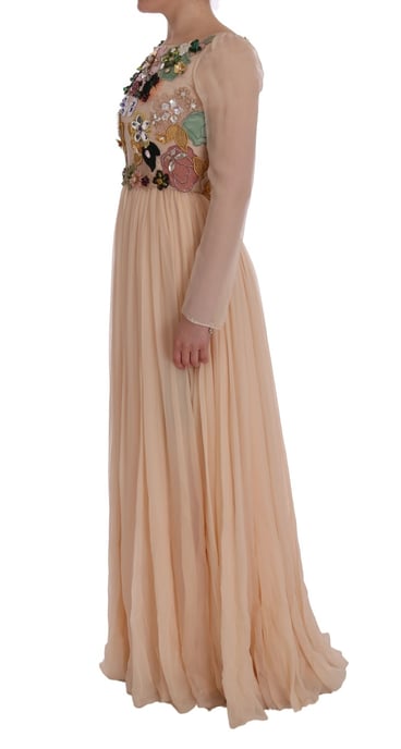 Blumenverziertes Kleid mit langen Ärmeln Maxi-Kleid - Image 2