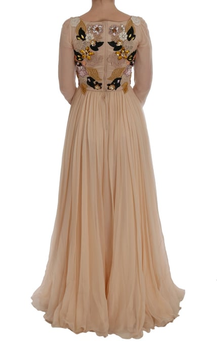 Blumenverziertes Kleid mit langen Ärmeln Maxi-Kleid - Image 3