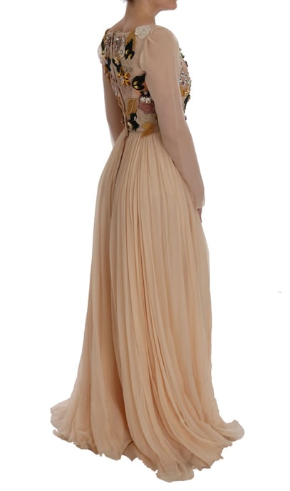 Blumenverziertes Kleid mit langen Ärmeln Maxi-Kleid - Image 4