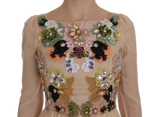 Blumenverziertes Kleid mit langen Ärmeln Maxi-Kleid - Image 5