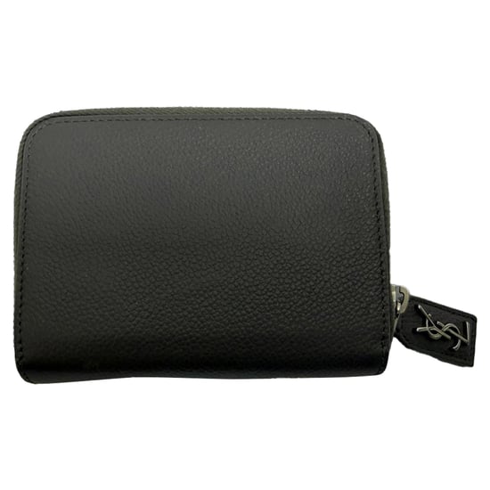 Saint Laurent Grained Zip Compact Rive Gauche Geldbörse aus grauem Leder - Image 2
