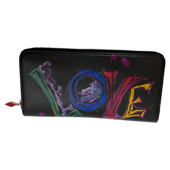 Christian Louboutin Panettone Loubitag Geldbörse aus schwarzem Leder - Image 1