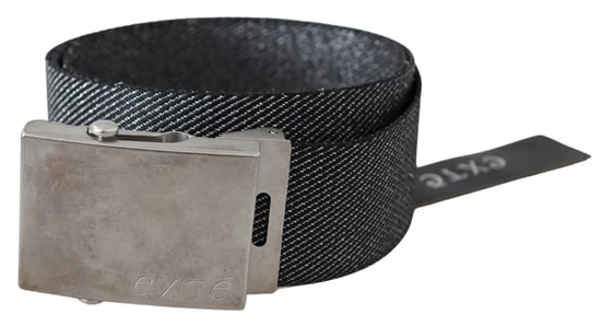 Exte Schwarze Silberne Metallgebürstete Buckle Taillengürtel - Image 1