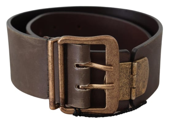 Ermanno Scervino Brauner Lederbreiter Gürtel mit Bronze-Schnalle - Image 1