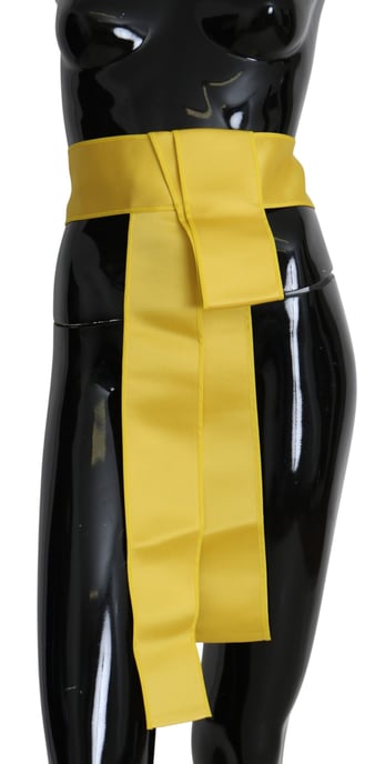 Dolce & Gabbana Gelber Taillengürtel aus Seide mit breiter Druckknopfverschluss - Image 1