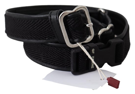 GF Ferre Schwarz Leder Gürtel mit Silber Chrome Metall Schnalle - Image 2