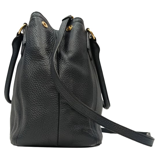 Prada Vitello Daino Einkaufstasche aus schwarzem Leder - Image 2