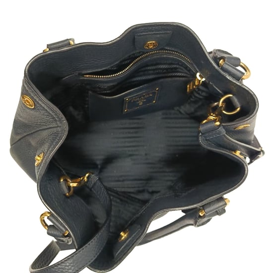 Prada Vitello Daino Einkaufstasche aus schwarzem Leder - Image 4