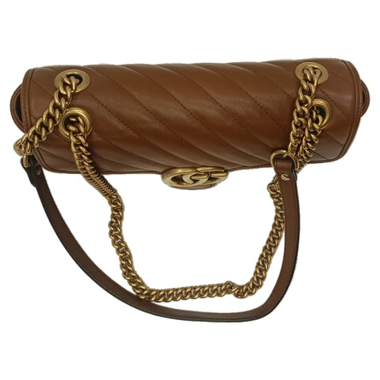 Kleine gesteppte GG Marmont Schultertasche von Gucci aus braunem Leder - Image 6