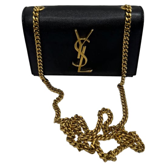 Saint Laurent Small Kate Schultertasche aus genarbtem Leder in Schwarz - Image 3