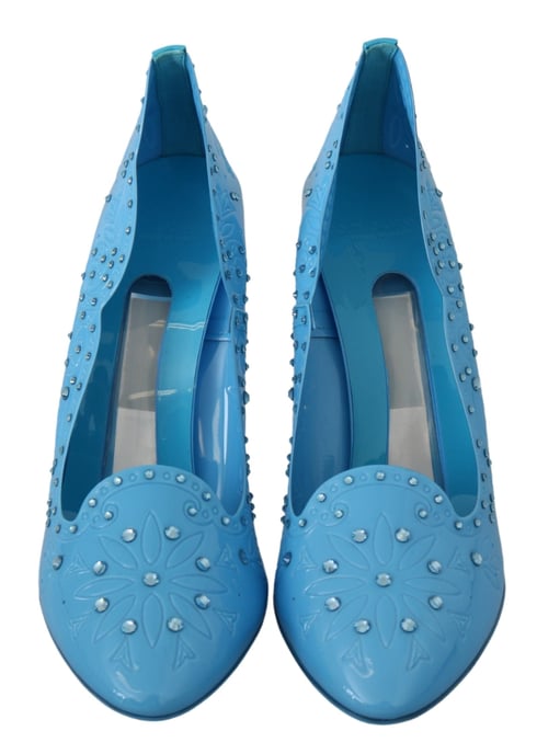 Dolce & Gabbana Blaue Kristallblumen CINDERELLA Absatzschuhe - Image 4