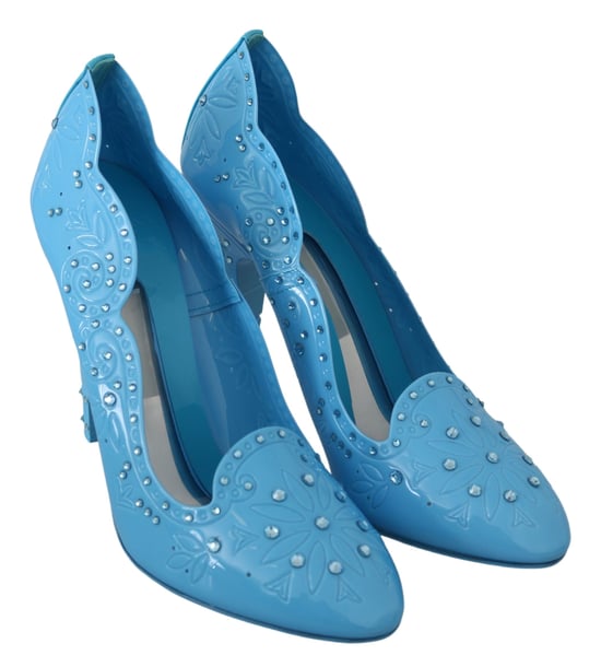 Dolce & Gabbana Blaue Kristallblumen CINDERELLA Absatzschuhe - Image 5
