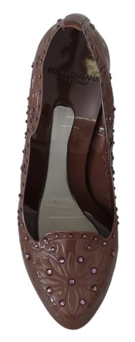 Dolce & Gabbana Braune Floral Kristallabsätze CINDERELLA Schuhe - Image 3