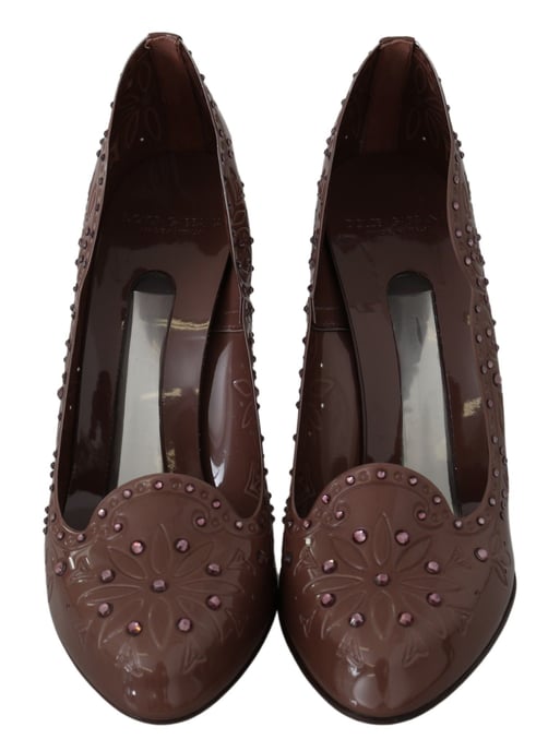 Dolce & Gabbana Braune Floral Kristallabsätze CINDERELLA Schuhe - Image 4